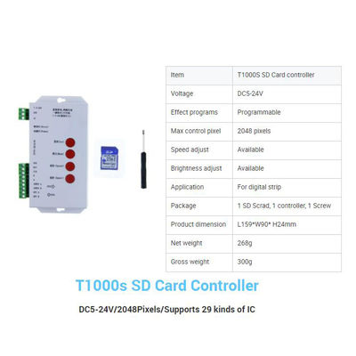 Tira do diodo emissor de luz de Programmable For WS2812B WS2811 RGB do controlador do pixel do diodo emissor de luz de T1000S