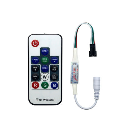 C.C. 5V 12V 24V do controlador da tira do diodo emissor de luz do pixel WS2811 com o telecontrole do RF de 14 chaves