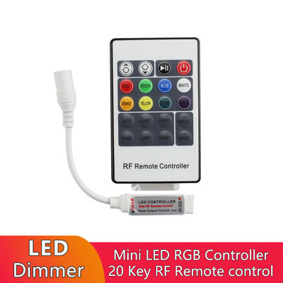 Mini controlo a distância sem fio chave do controlador 20 do diodo emissor de luz RGB do RF para luzes de tira do diodo emissor de luz