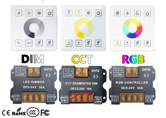 Canal de Dimmer 10A 1 do controlador do diodo emissor de luz da caixa do ferro com o painel de toque completo do RF