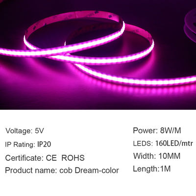 Delicado flexível multicolorido 160LEDs/M For Home Decoration da luz de tira da ESPIGA do diodo emissor de luz IP20