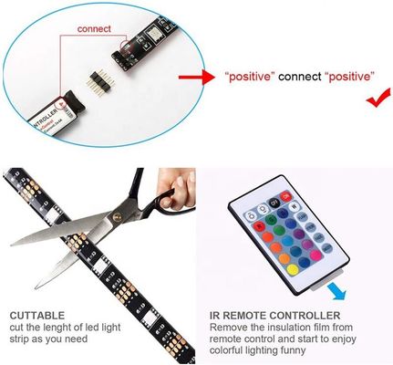 60leds/luz de tira de controle remoto diodo emissor de luz do medidor para o quarto Decortion do luminoso da tevê