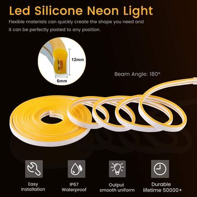 Tira clara conduzida flexível impermeável conduzida de néon da luz de tira do PVC da C.C. 12v 600leds 6*12mm