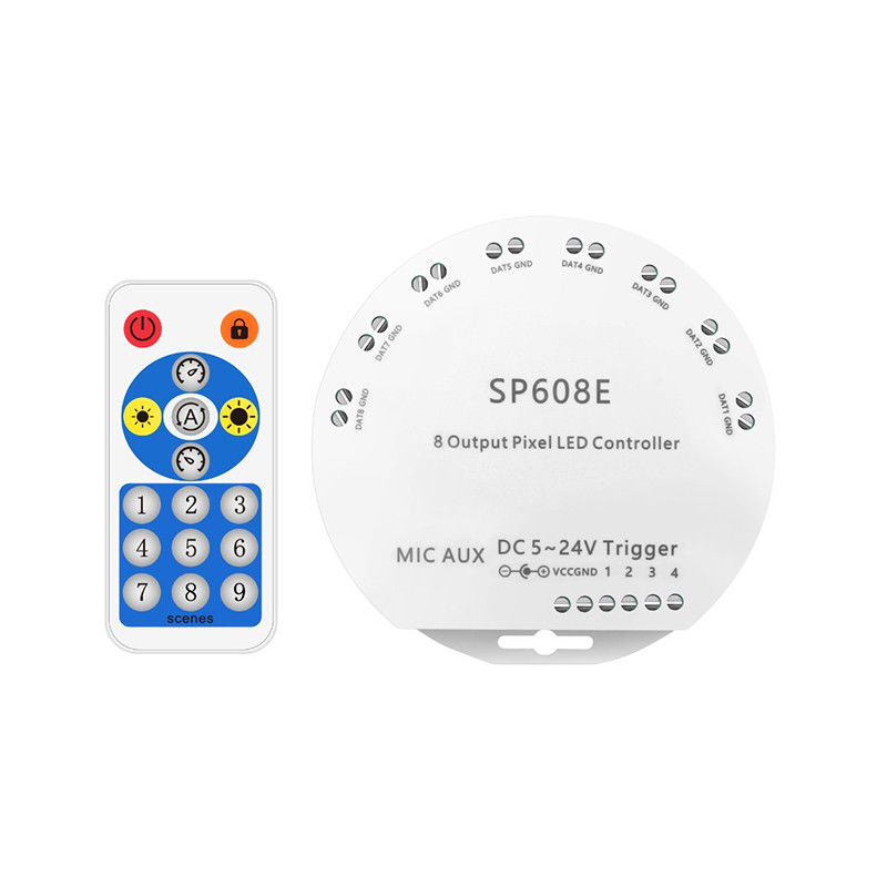 Sinal independente esperto de Full Color 8CH do controlador da tira do diodo emissor de luz de SP608E Bluetooth