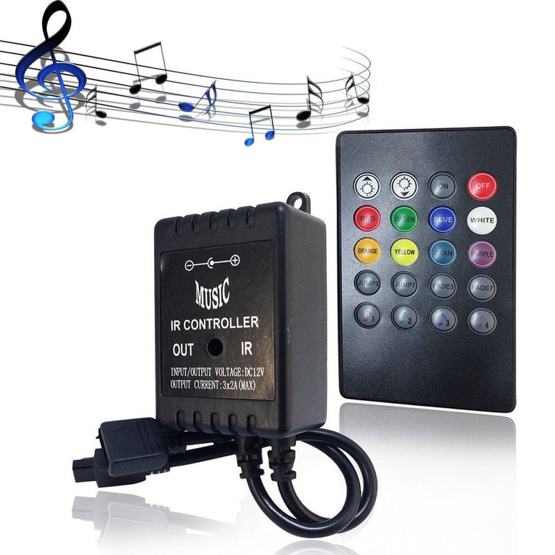 Controlador de música LED RGB 3CH 20 teclas IR controle remoto para decoração de casa