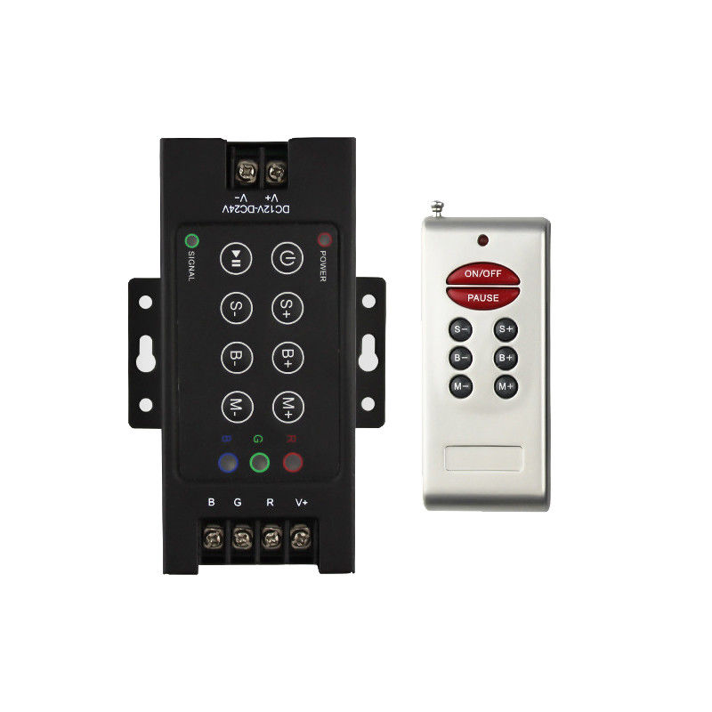 C.C. 12V 24V do controlador 720W do diodo emissor de luz RGB das chaves do RF 8 com canal da caixa 3 do ferro
