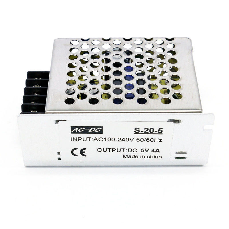 C.A. de alumínio de comutação do caso 100-240V da fonte de alimentação da C.C. de 20W 5V ao motorista da luz de tira do diodo emissor de luz da C.C. 5V 4A