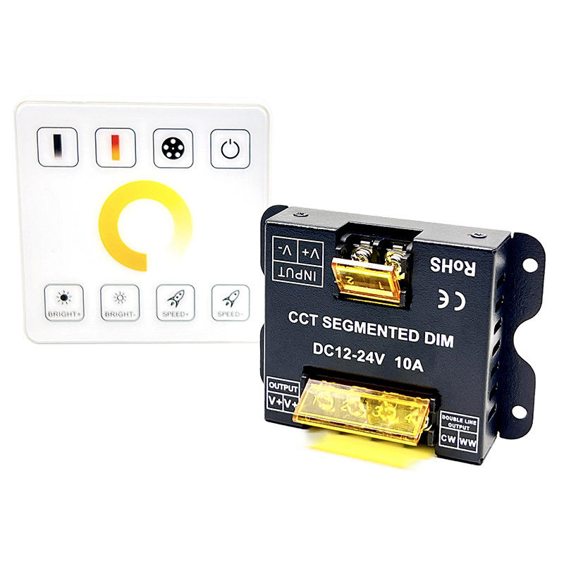 toque completo duplo do Rf da temperatura de cor da C.C. 12V 24V de Dimmer do controlador do diodo emissor de luz 10A